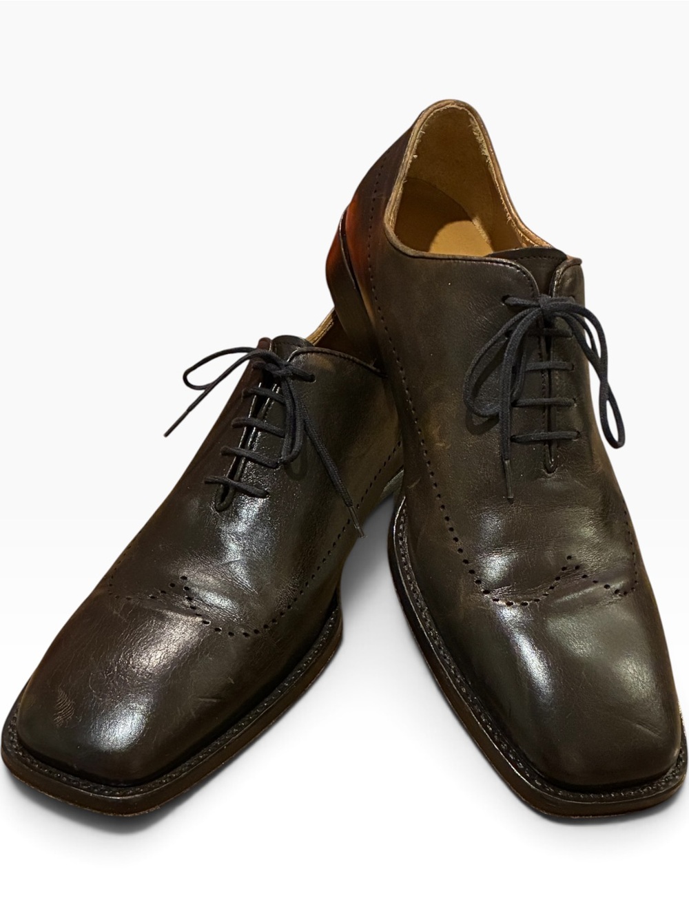 VTG Bally Clarens square toe, closed lace, perforated brogues. Italy. Sz 10.5D